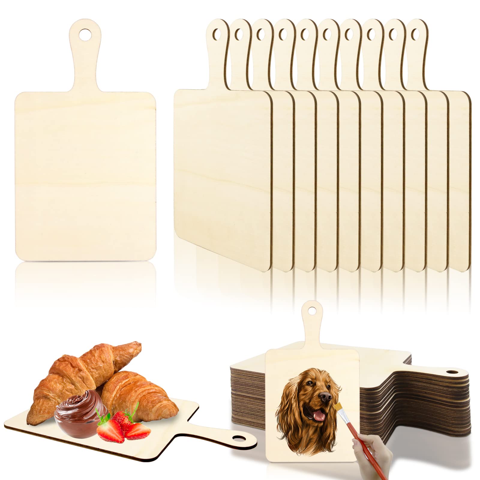 Vmiapxo tabla de corte en madera sin acabado con mango, ideal para manualidades.