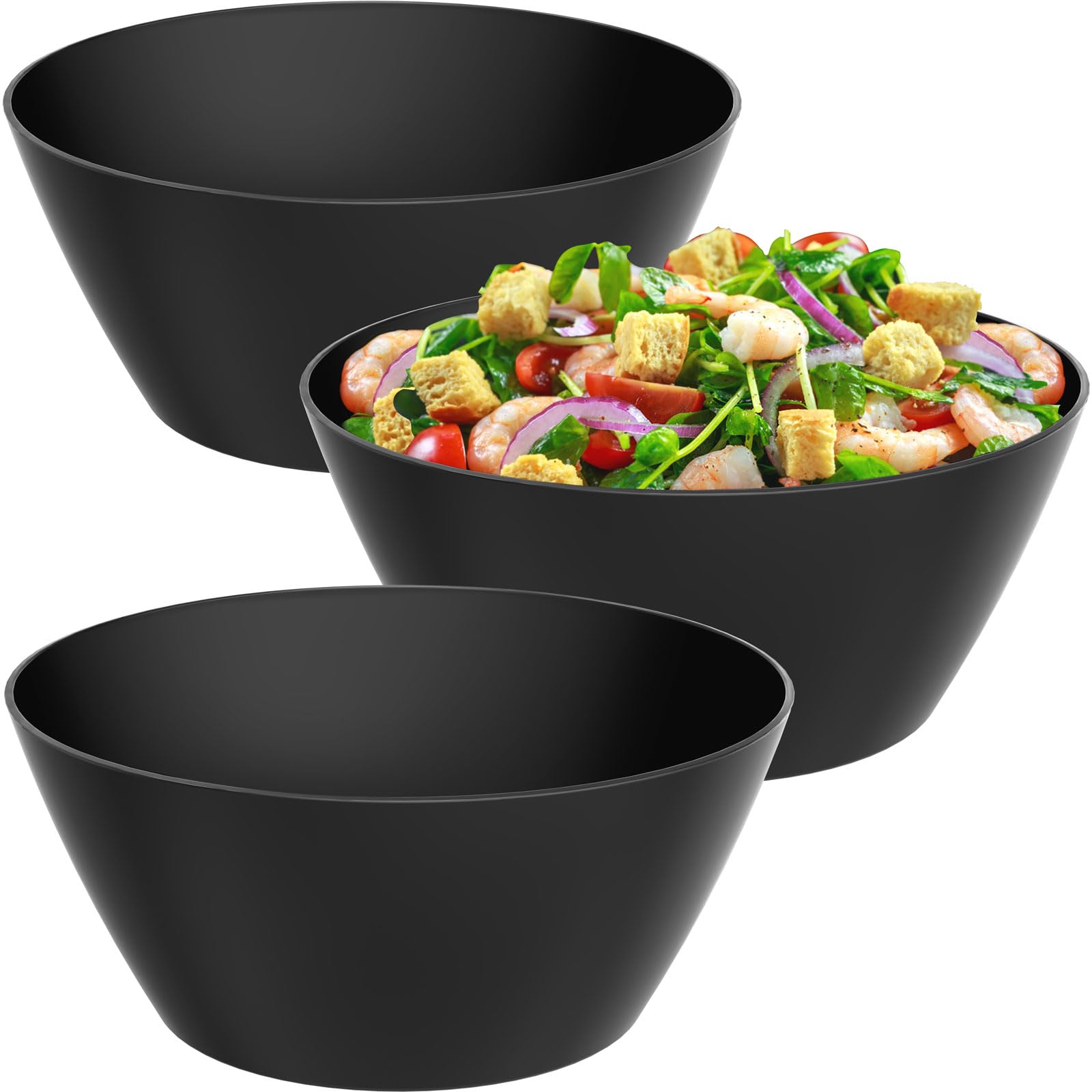 VnkloMes tazones de ensalada negro de 10 pulgadas para servir ensaladas.