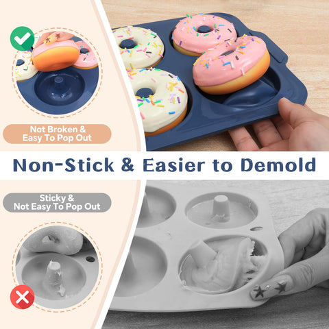 Vnray Donut Pan Silicona 4pulgadas, apto para horno hasta 446 °F.