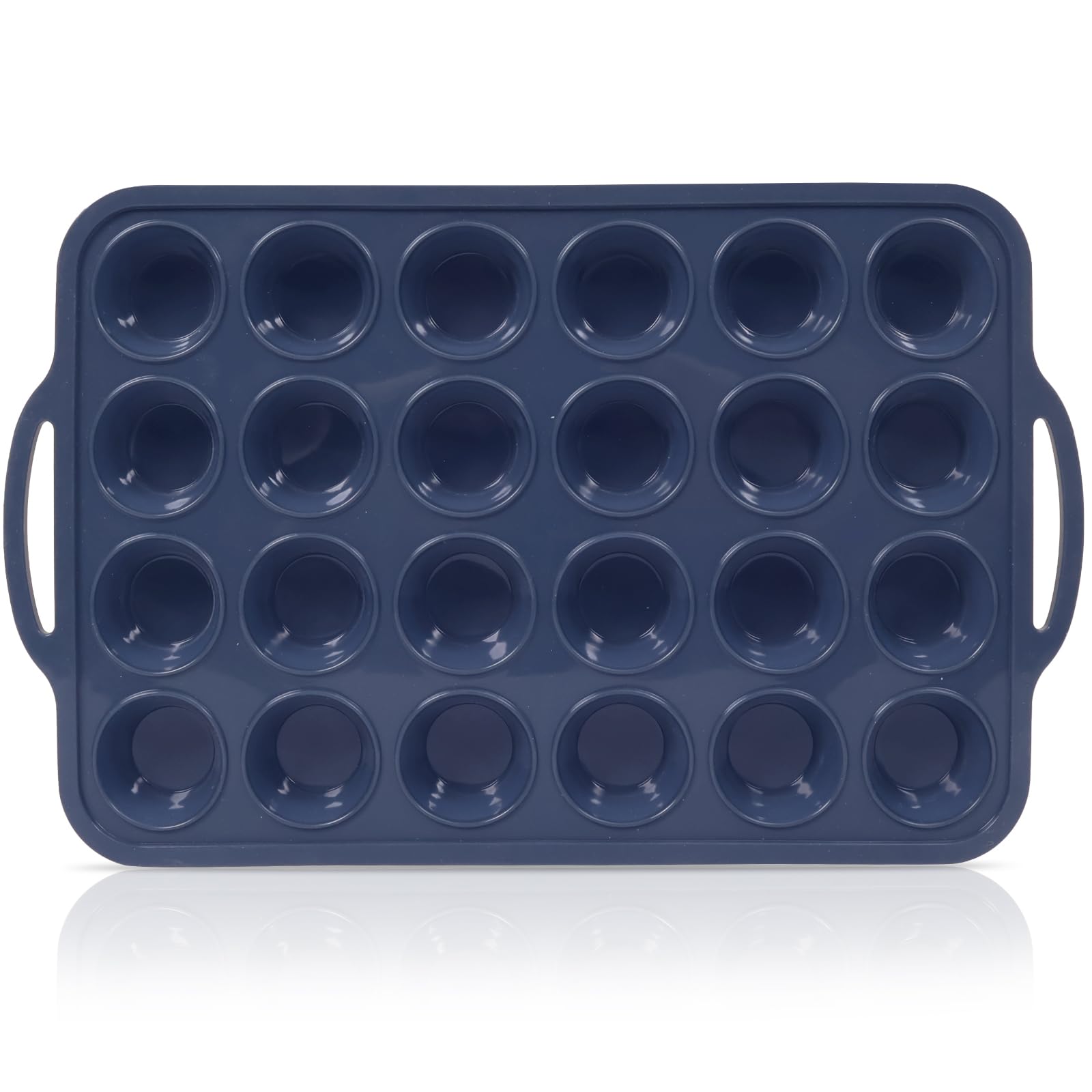 Vnray mini-pan muffin silicona con marco metálico garantiza horneado estable.