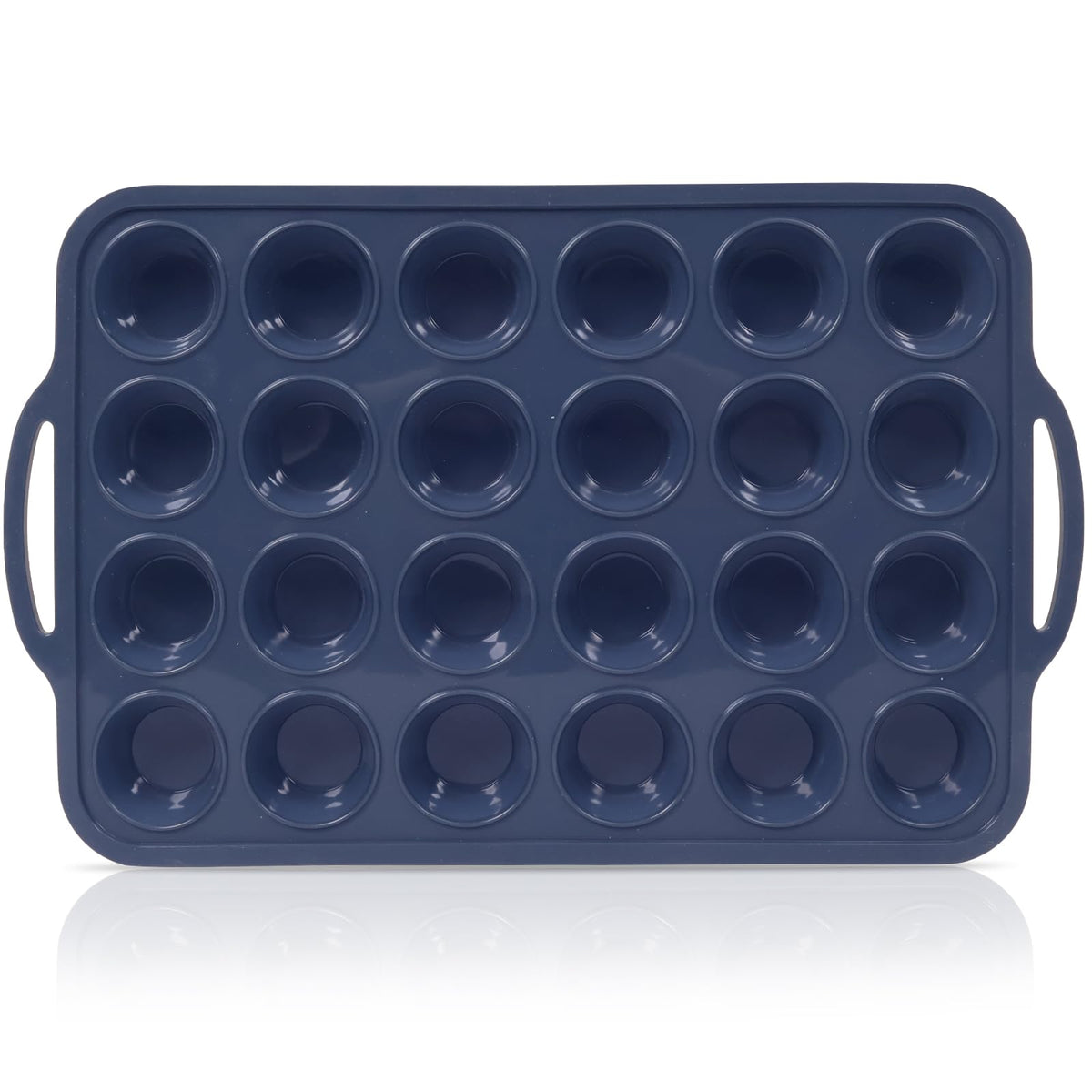 Vnray mini-pan muffin silicona con marco metálico garantiza horneado estable.