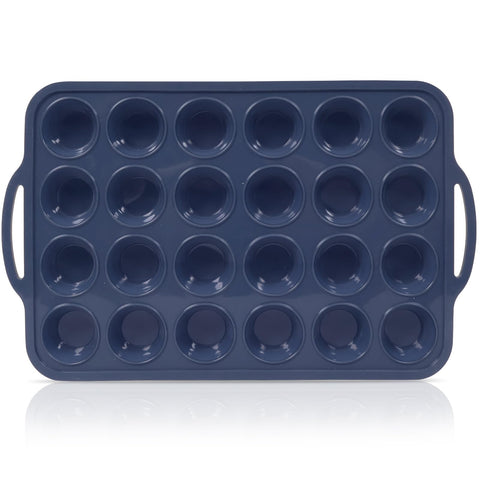 Vnray mini-pan muffin silicona con marco metálico garantiza horneado estable.
