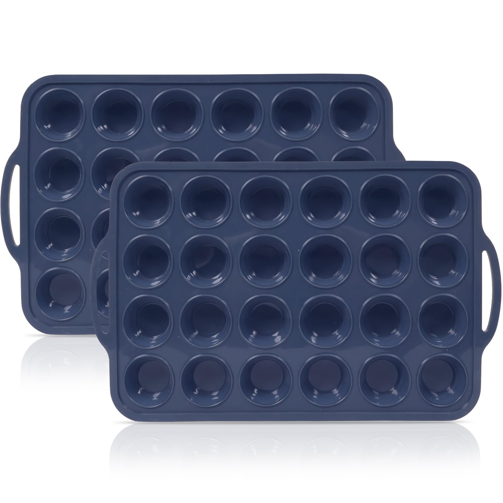Vnray molde silicona mini con marco metalico, ideal para hornear 24 cupcakes