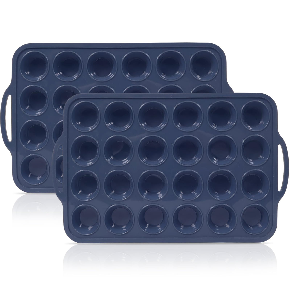 Vnray molde silicona mini con marco metalico, ideal para hornear 24 cupcakes