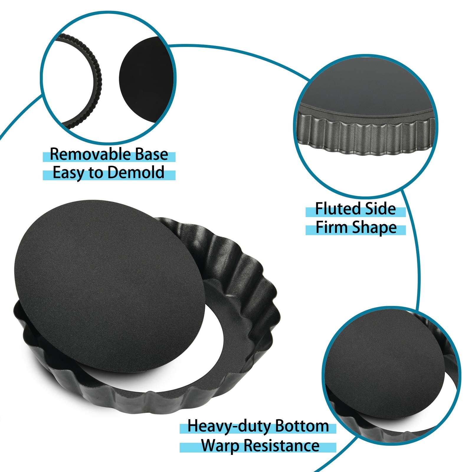 Vnray mini tartas con revestimiento antiadherente para desmolde suave