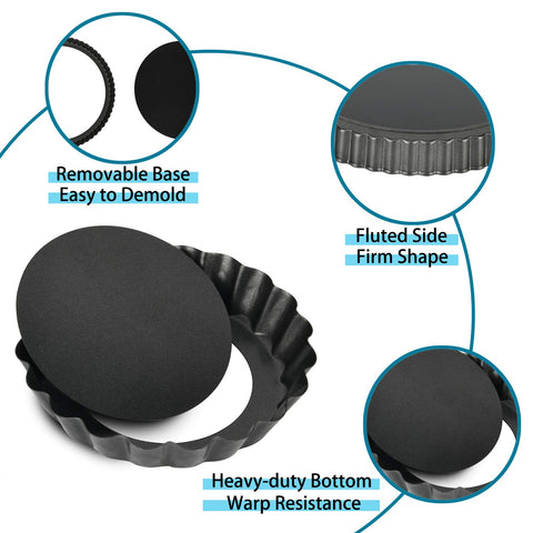 Vnray mini tartas con revestimiento antiadherente para desmolde suave