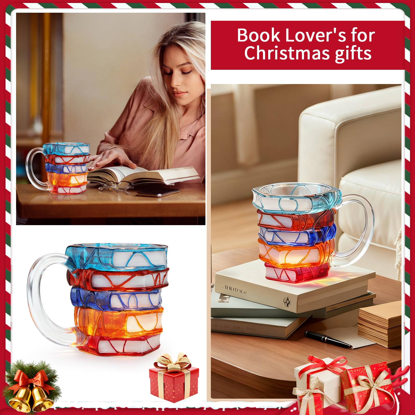 VNROSE taza decorativa libros estante, añade estilo literario.