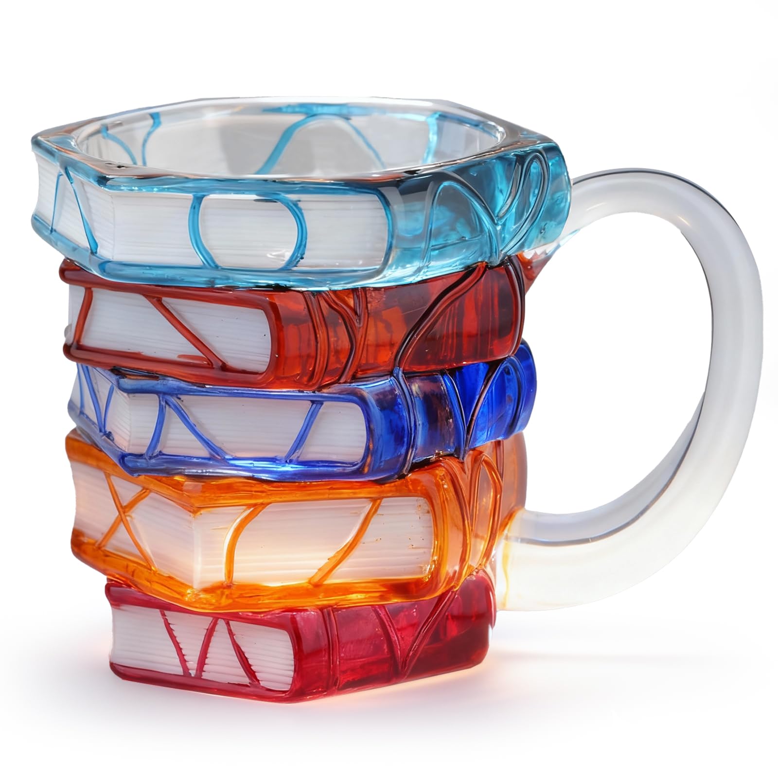 VNROSE taza libro 3D, pila de libros, ideal para decorar tu escritorio.