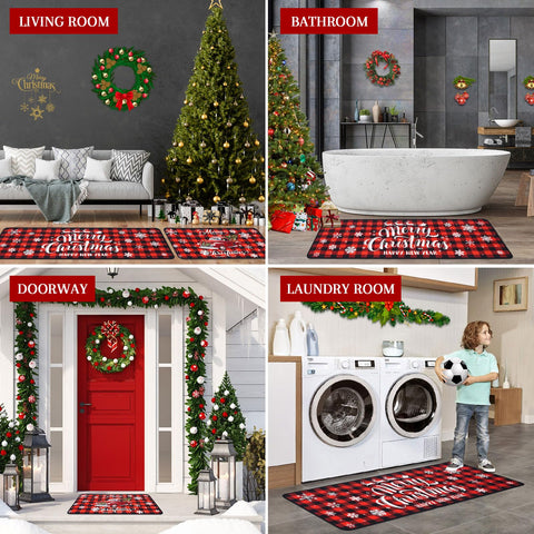 Voanos alfombra navidad diseno camion rojo; motivo tradicional para decorar la cocina