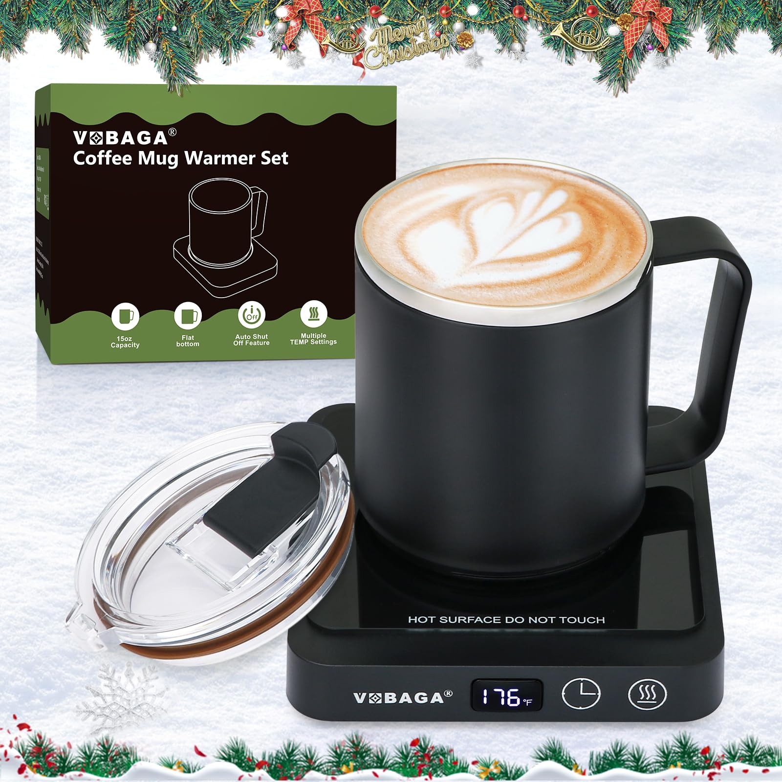 VOBAGA calentador de taza con set 15oz, mantiene bebidas a temperatura ideal durante el día