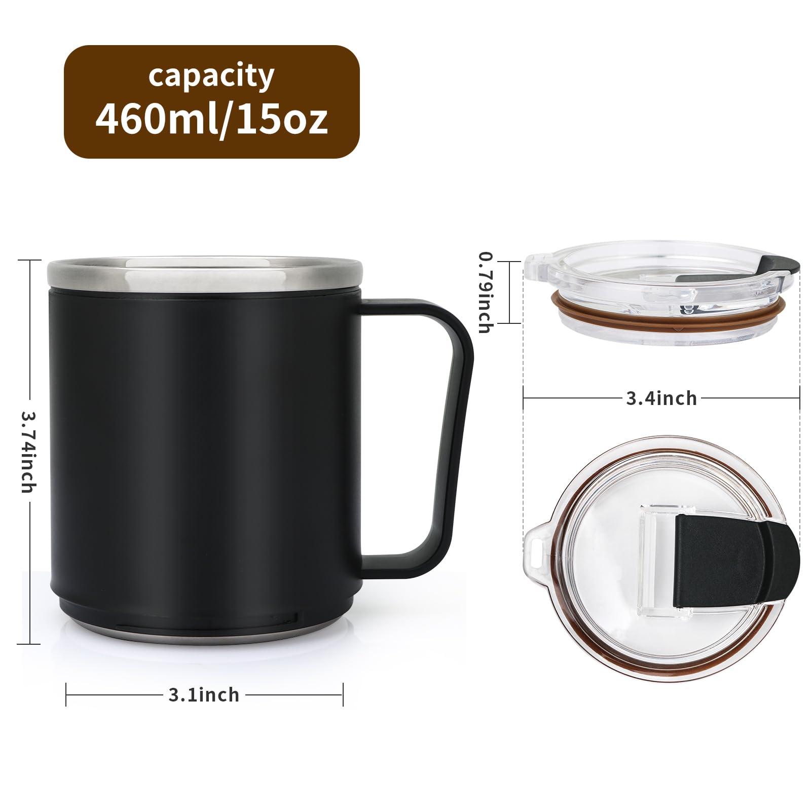 Tapa flip de la taza VOBAGA para evitar derrames mientras trabajas.