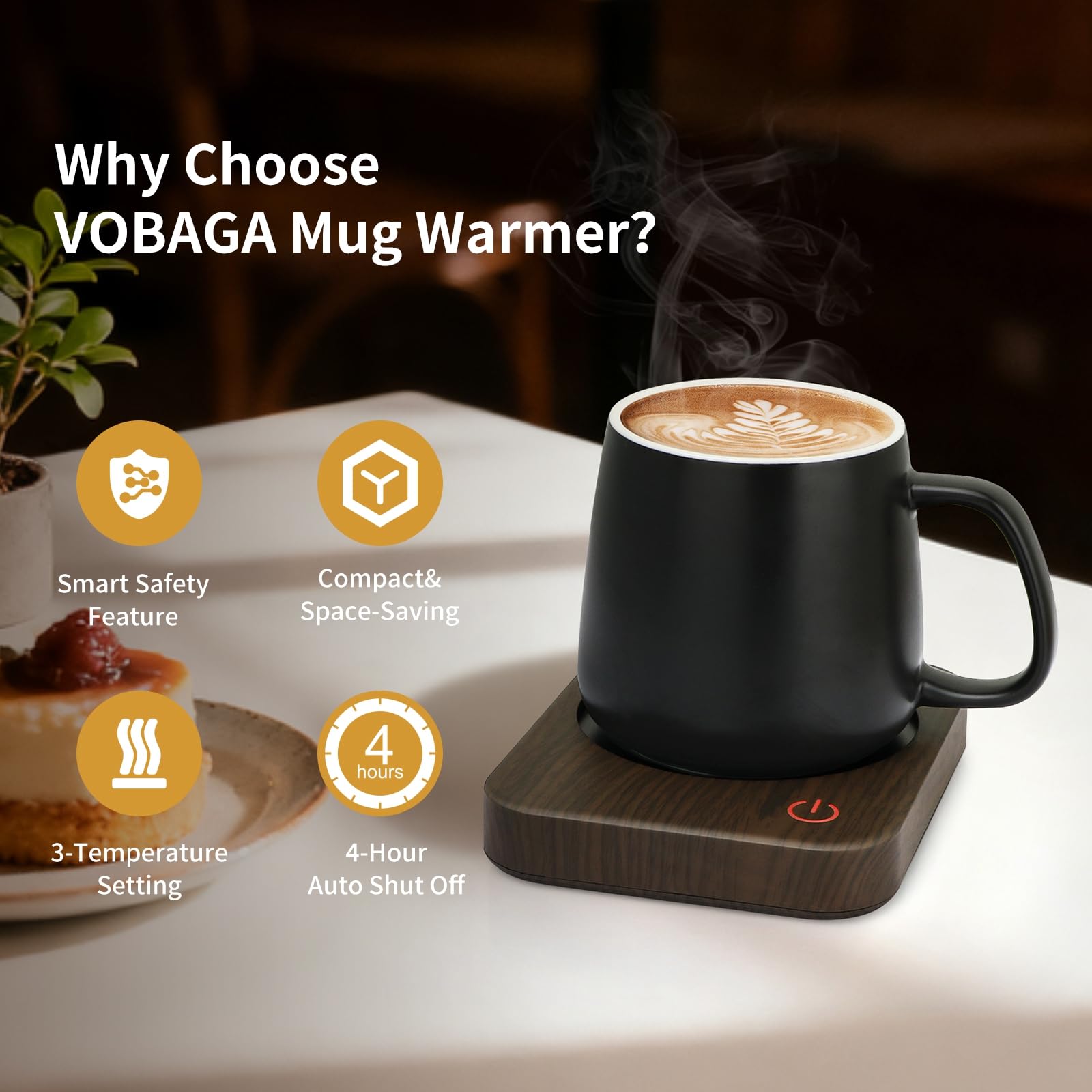 VOBAGA con tres ajustes de temperatura para café, té o leche