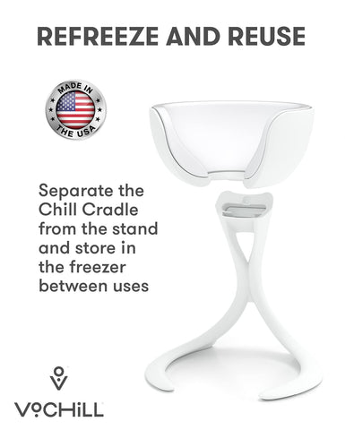 VoChill base refrigérable, enfriamiento sostenido sin hielo adicional.