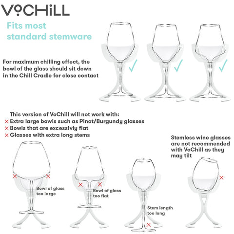 VoChill es compatible con copas de tallo estándar para uso versátil.