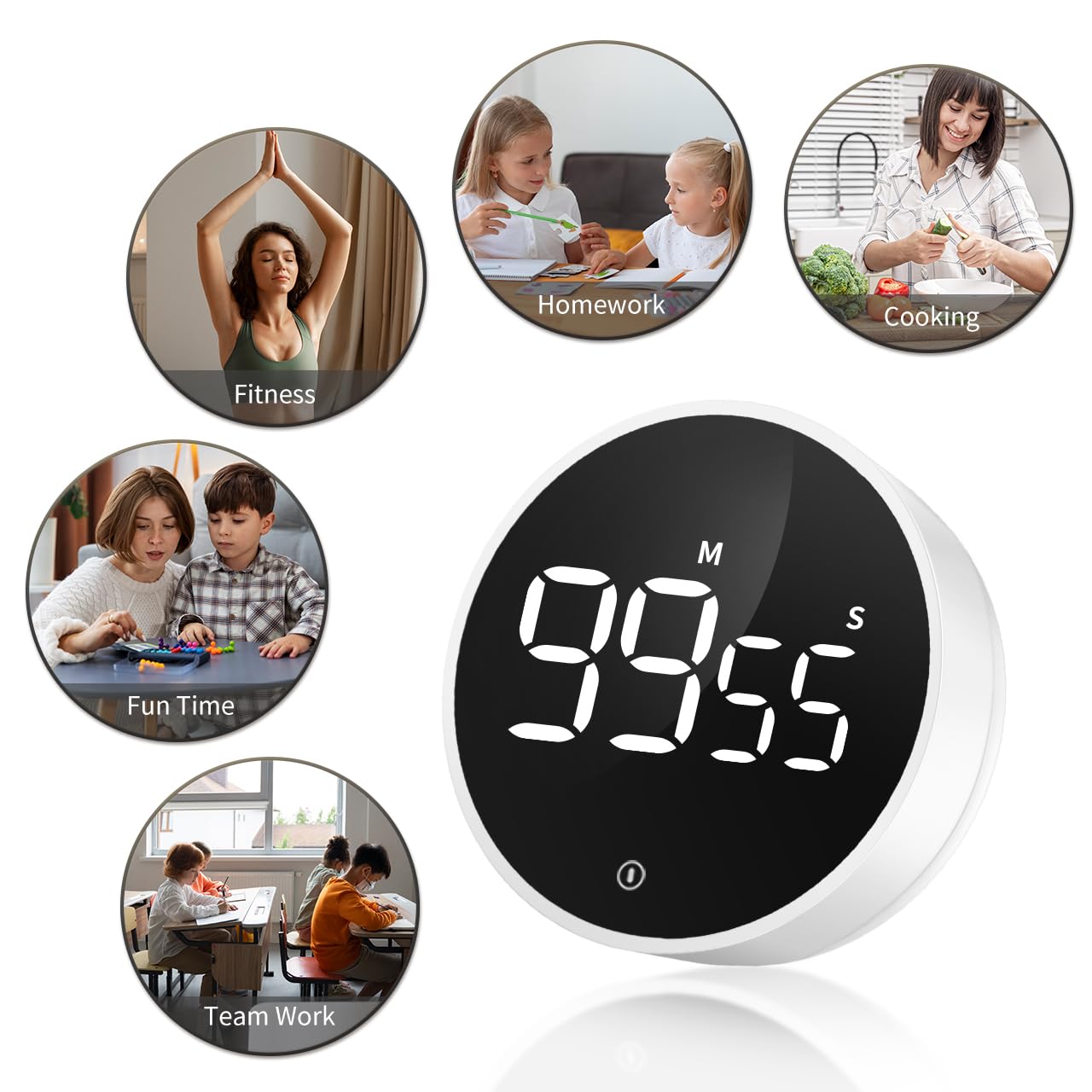 VOCOO temporizador en cocina, compacto y práctico para varias tareas.