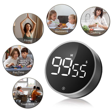 VOCOO temporizador digital en tono gris espacial para decoración y uso diario