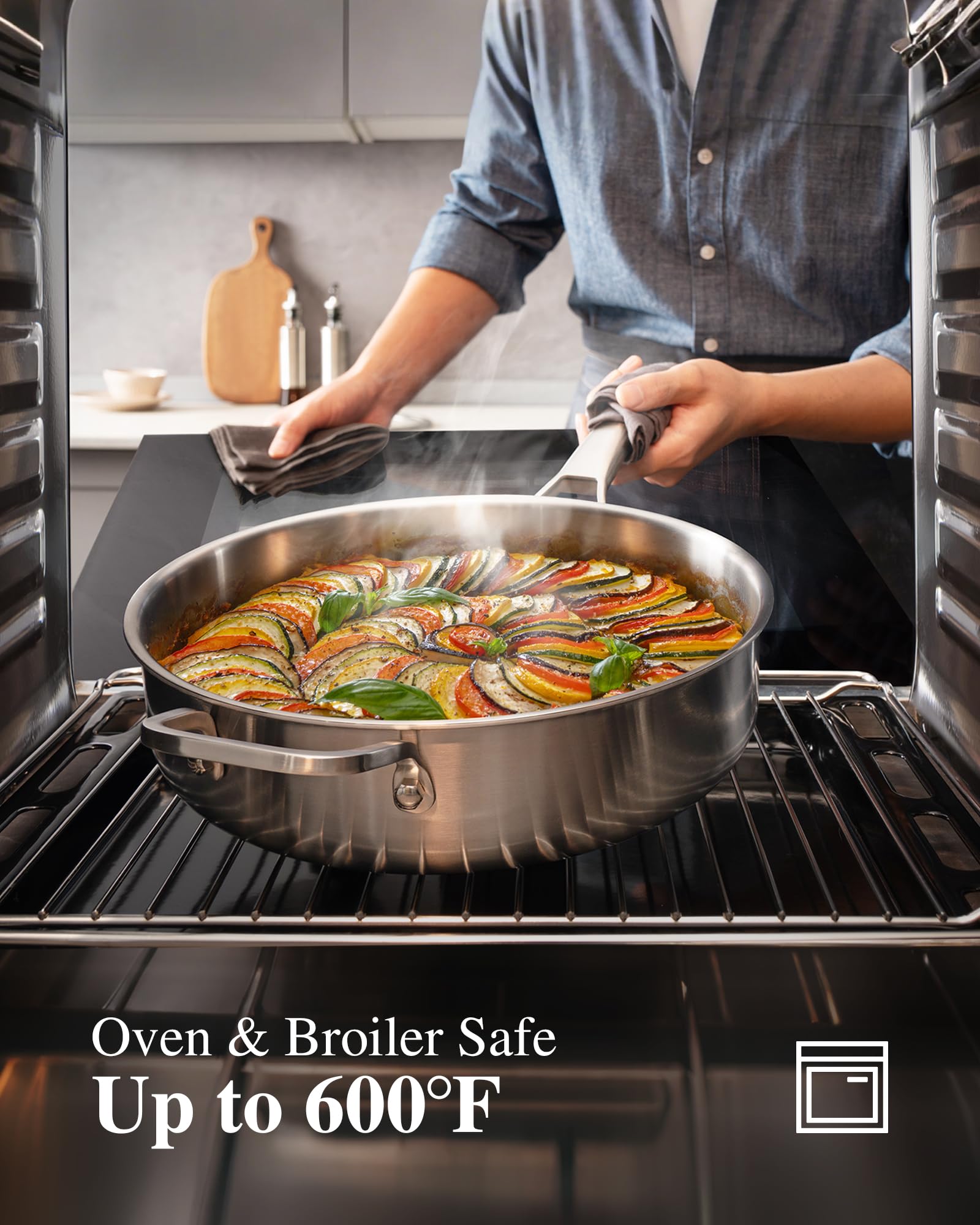 Sauté VocVoi 3.6Qt con tapa, saltear con precisión.