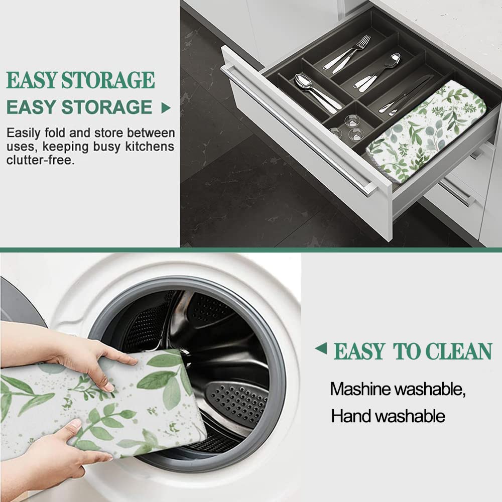 Vodbne tapete secado para platos verde salvia, diseño decorativo resistente a la decoloración