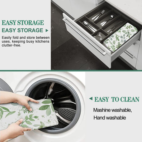 Vodbne tapete secado para platos verde salvia, diseño decorativo resistente a la decoloración