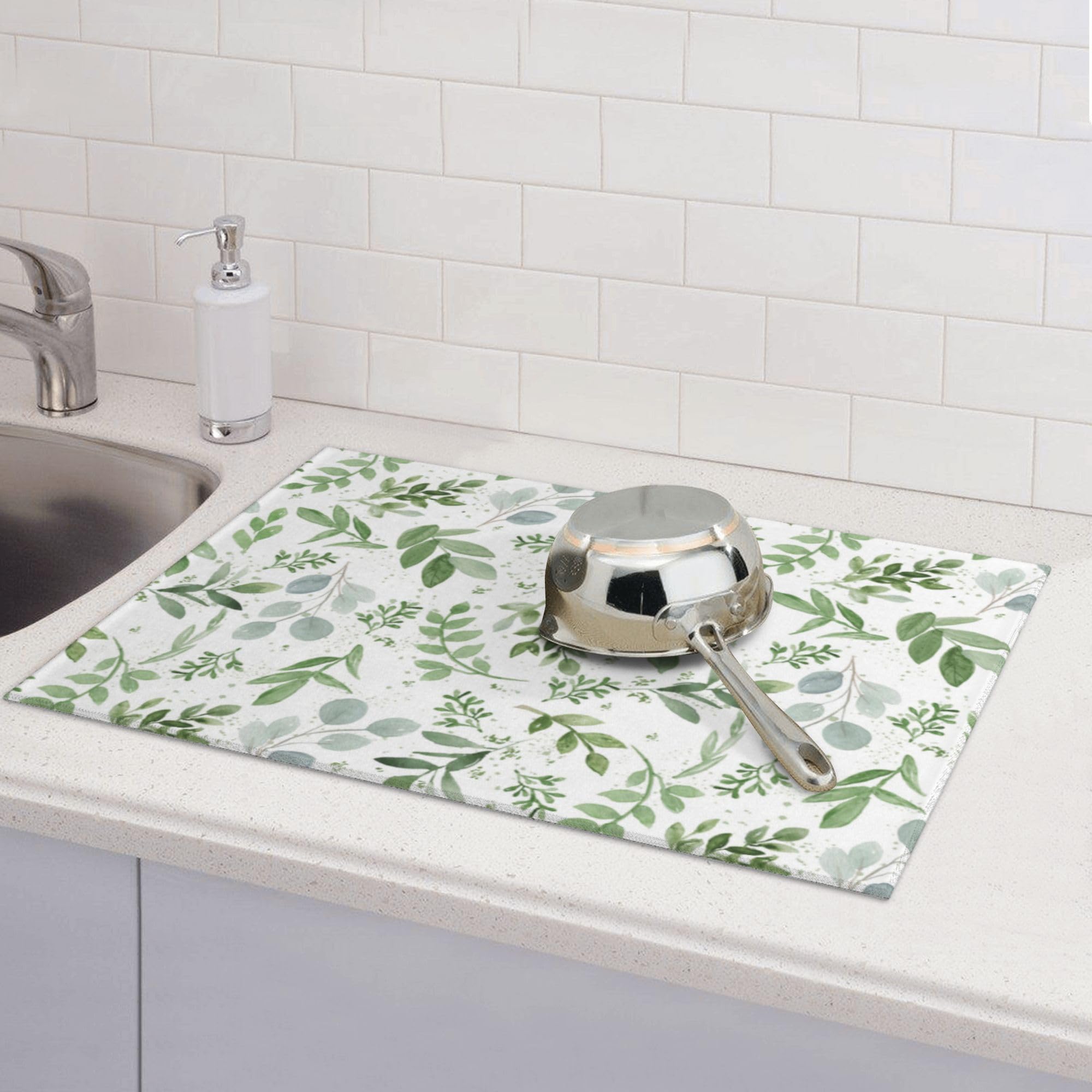 Vodbne tapete secado para platos verde salvia, microfibra ultrafina captura el agua