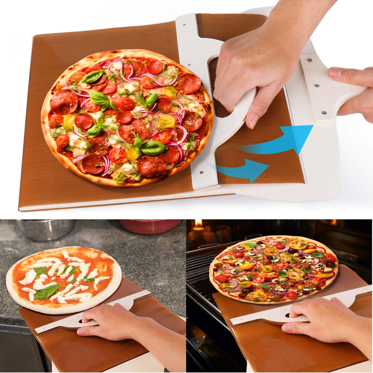 Vodolo pala-pizza-deslizante-14x12 facilita la transferencia suave de la pizza al horno