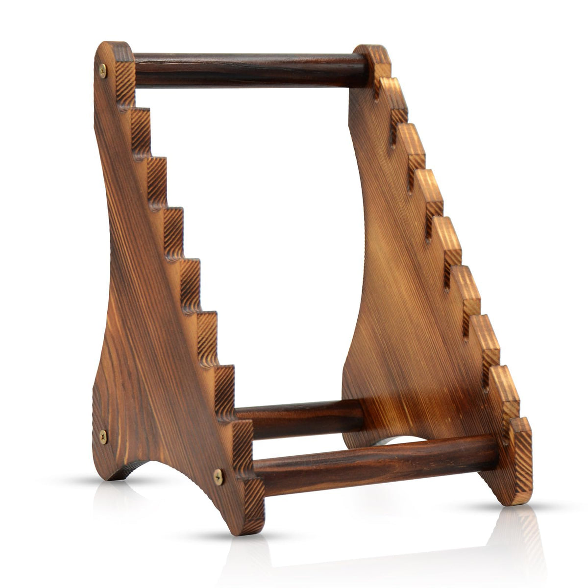 VOFSTAND bloque cuchillos madera natural: exhibe 8 cuchillos de forma ordenada.