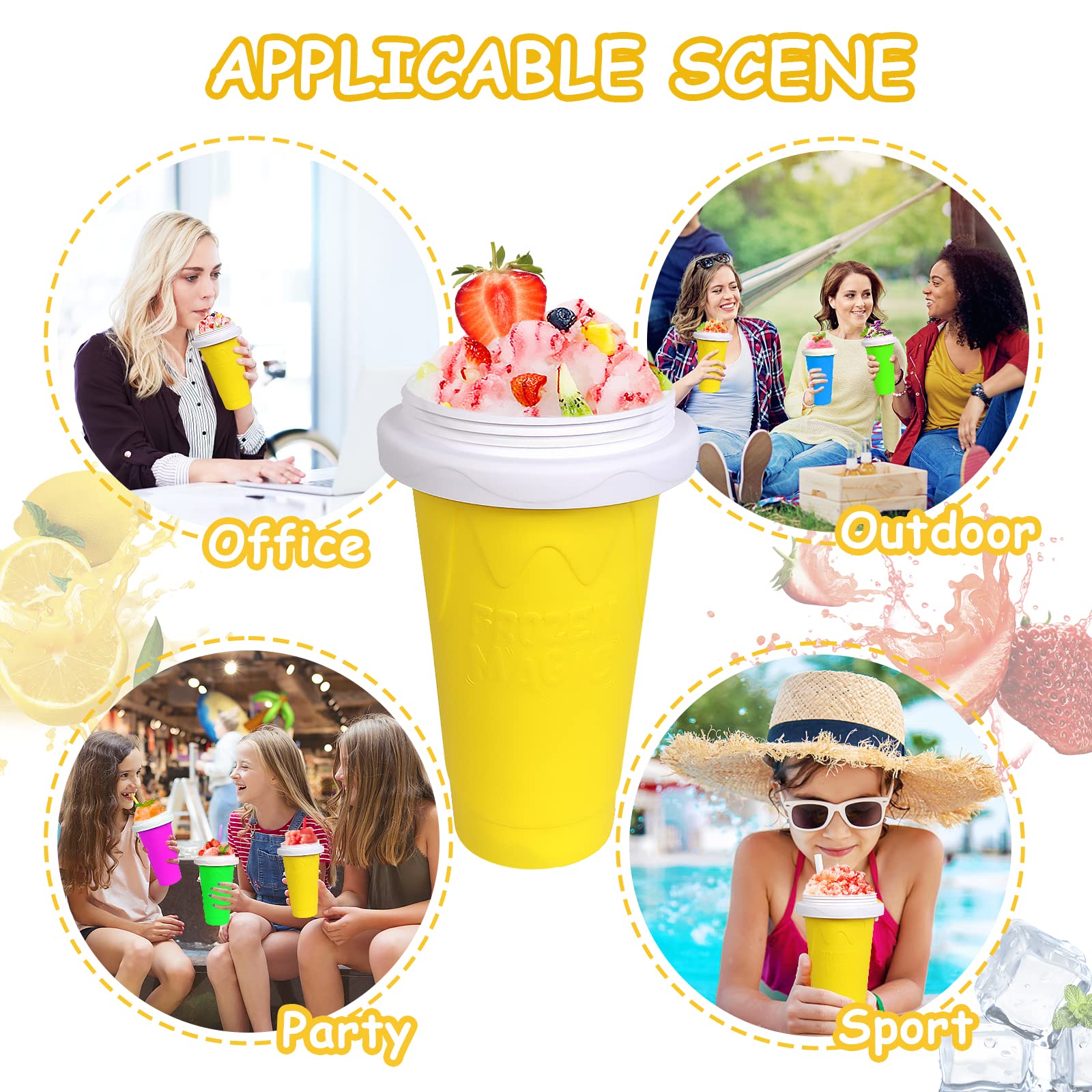 VOIEOV Slushie Cup color amarillo, diseño divertido para niños
