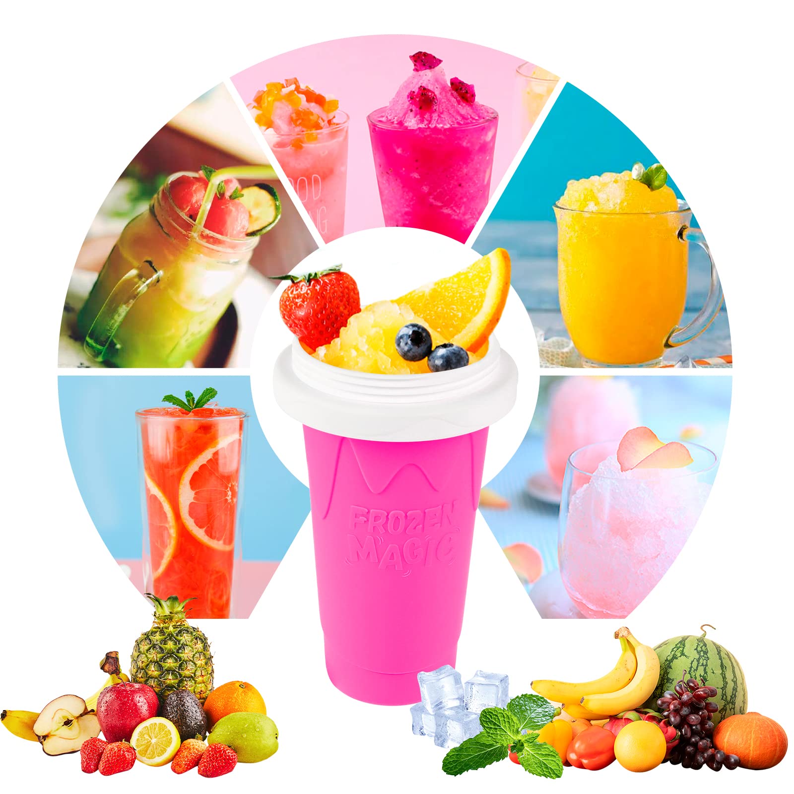 VOIEOV mango ergonómico rosa ofrece agarre cómodo para granizados caseros.