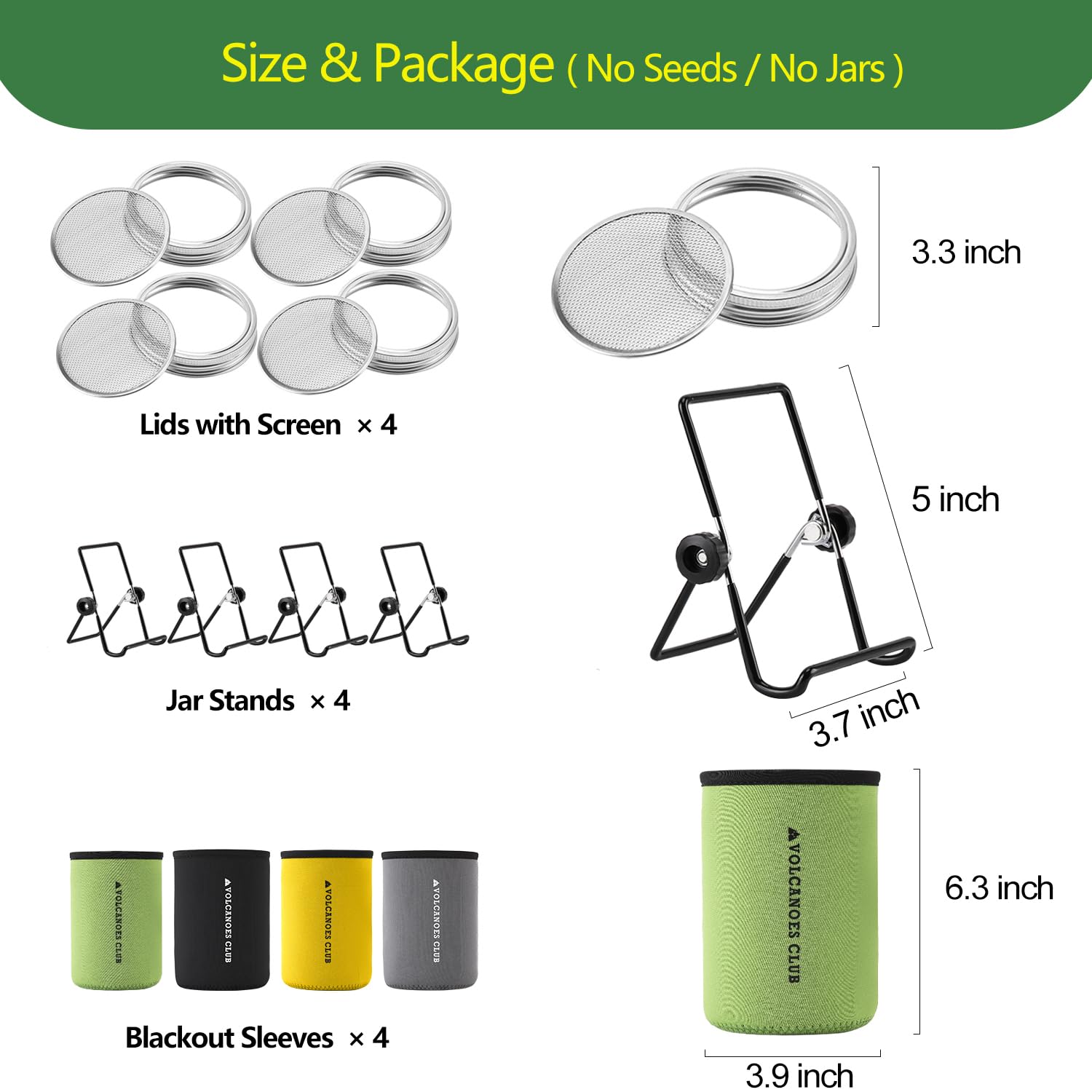 Volcanoes Club mangas opacas de neopreno para germinar semillas