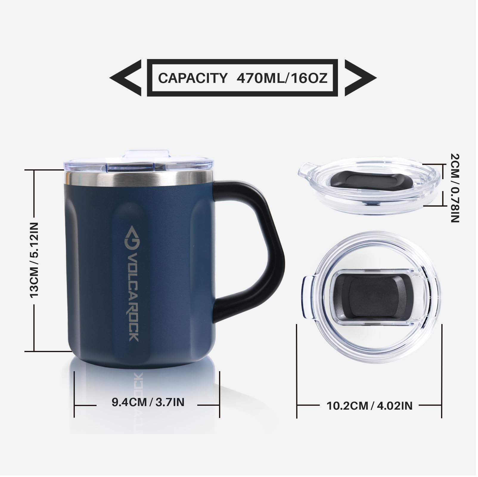 VOLCAROCK Taza de viaje para camping u oficina, mantiene temperatura.