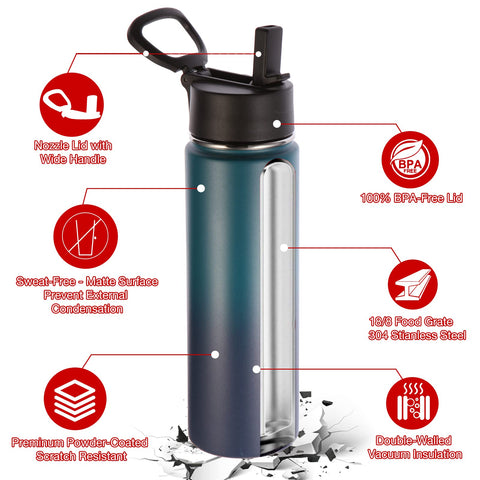 Volhoply botella 24oz acabado en polvo, agarre antideslizante para deporte.