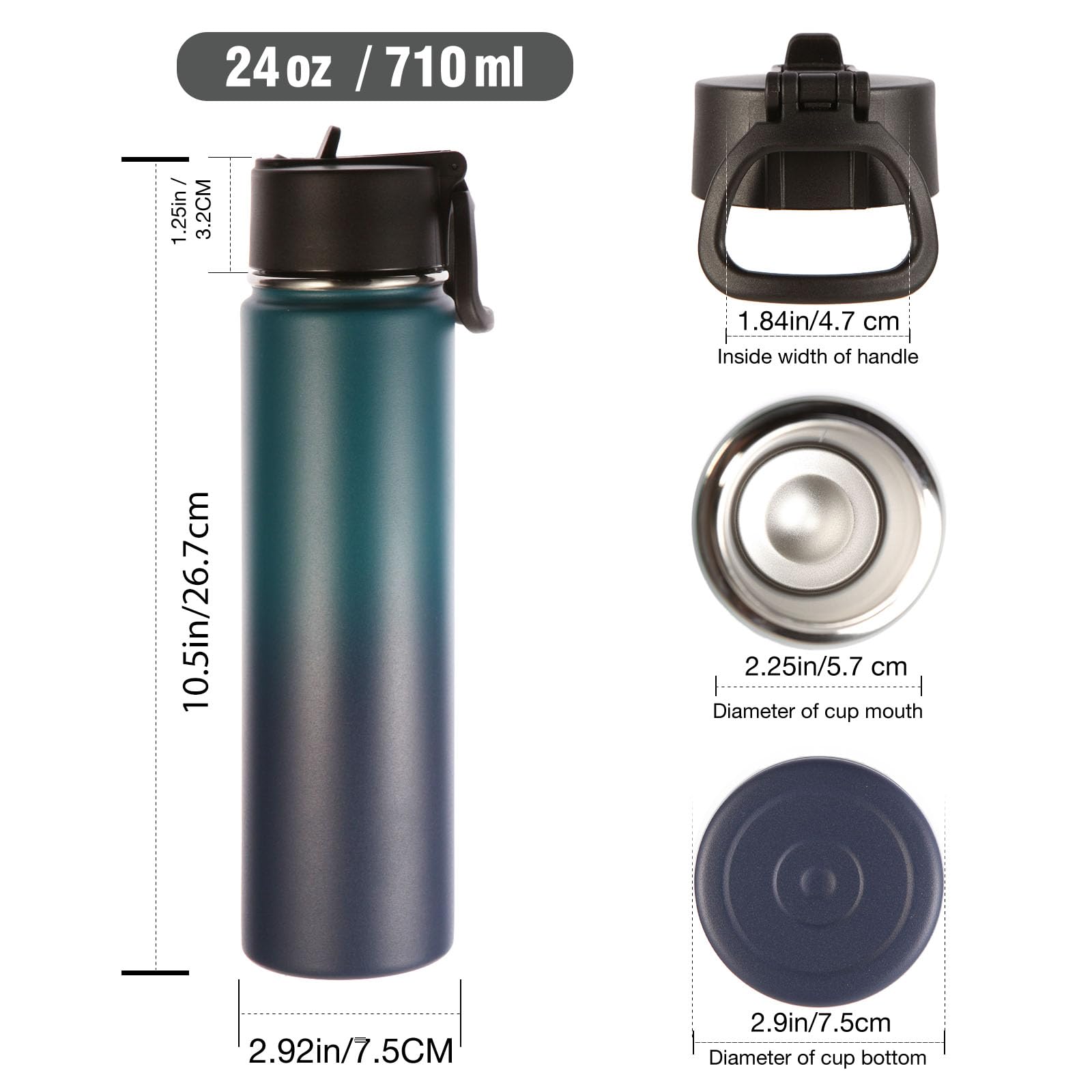 Volhoply botella 24oz con asa plegable, fácil de sujetar durante entrenamientos.
