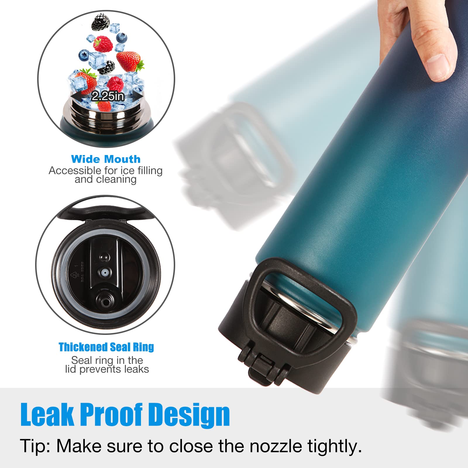 Volhoply botella 24oz tapa anti fugas, ideal para oficina o coche.