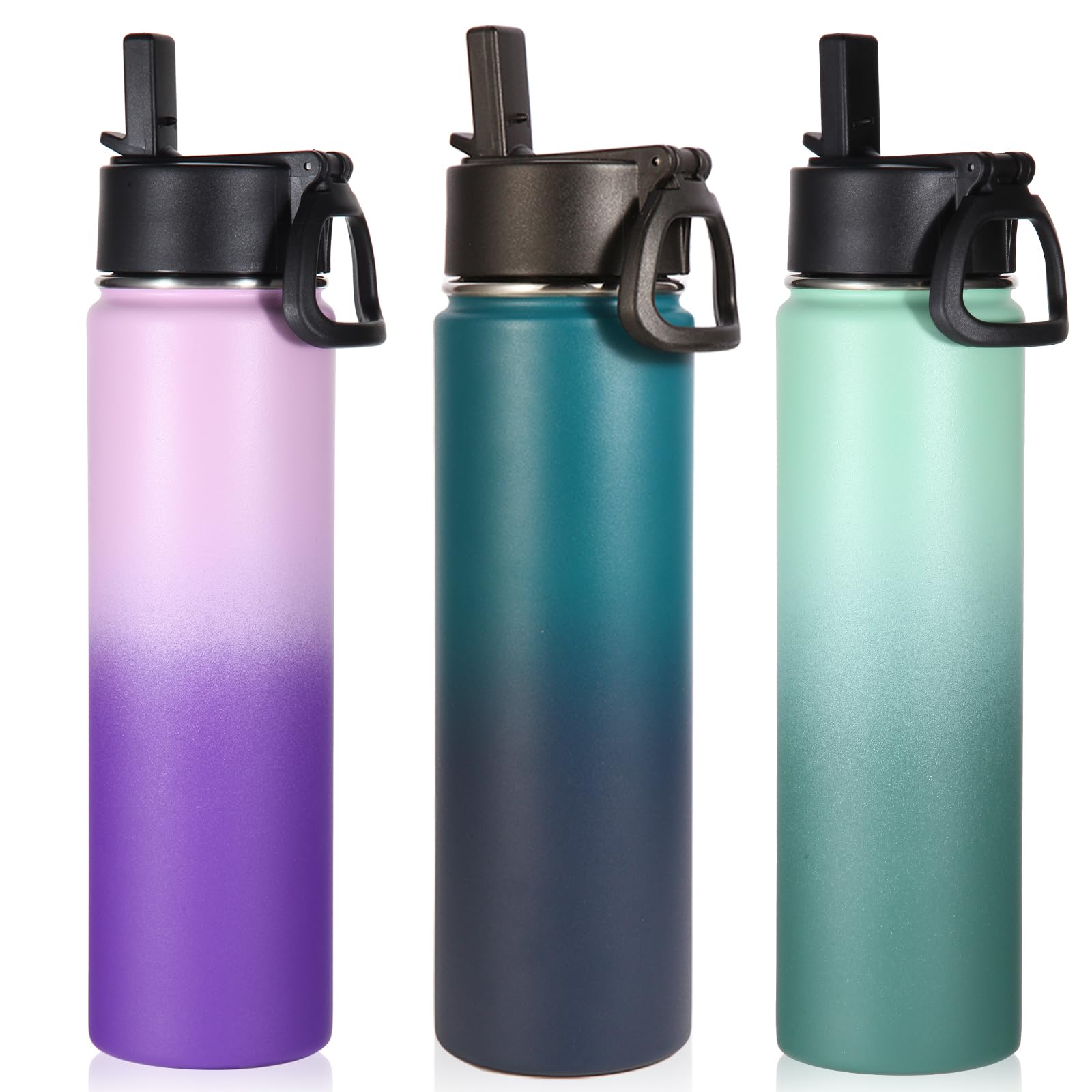 Volhoply botella 24oz con tapa pajilla, cómodo para llevar y beber en viajes.