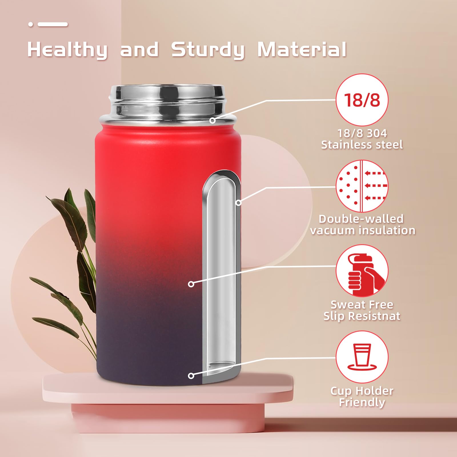 Volhoply botella para niños, aislamiento de doble pared mantiene bebidas frescas.