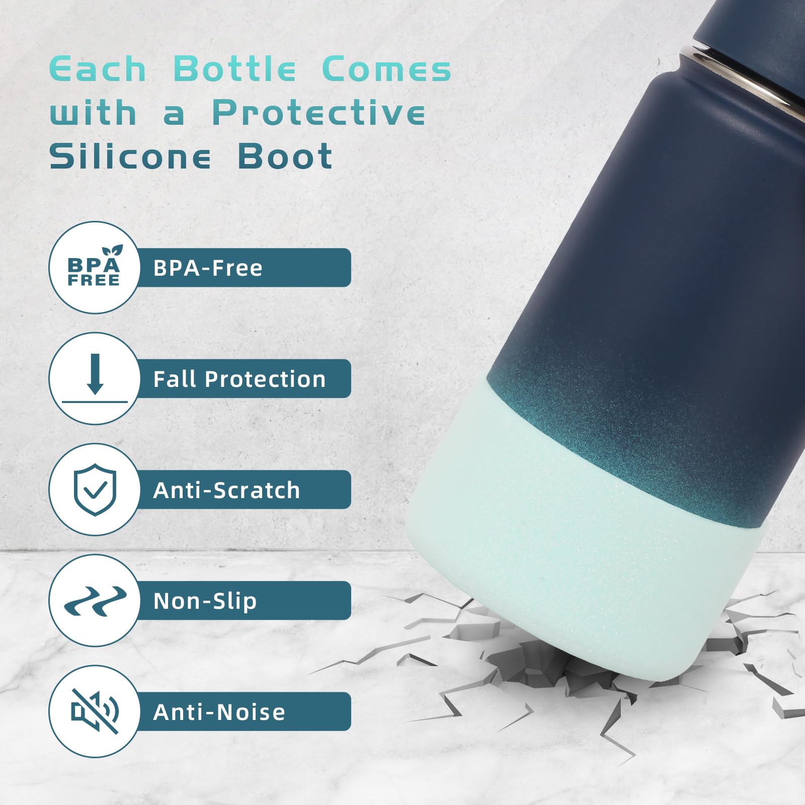 Volhoply botella para niños, protector de silicona que evita golpes.