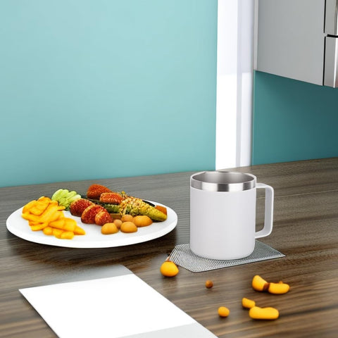 Volhoply Taza de Café Aislada 14oz con Tapa Antifugas — Vacío de Doble Pared