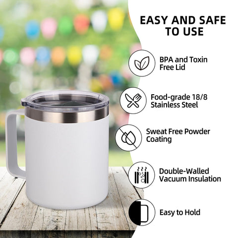 Volhoply Taza de Café Aislada 14oz con Tapa Antifugas — Vacío de Doble Pared