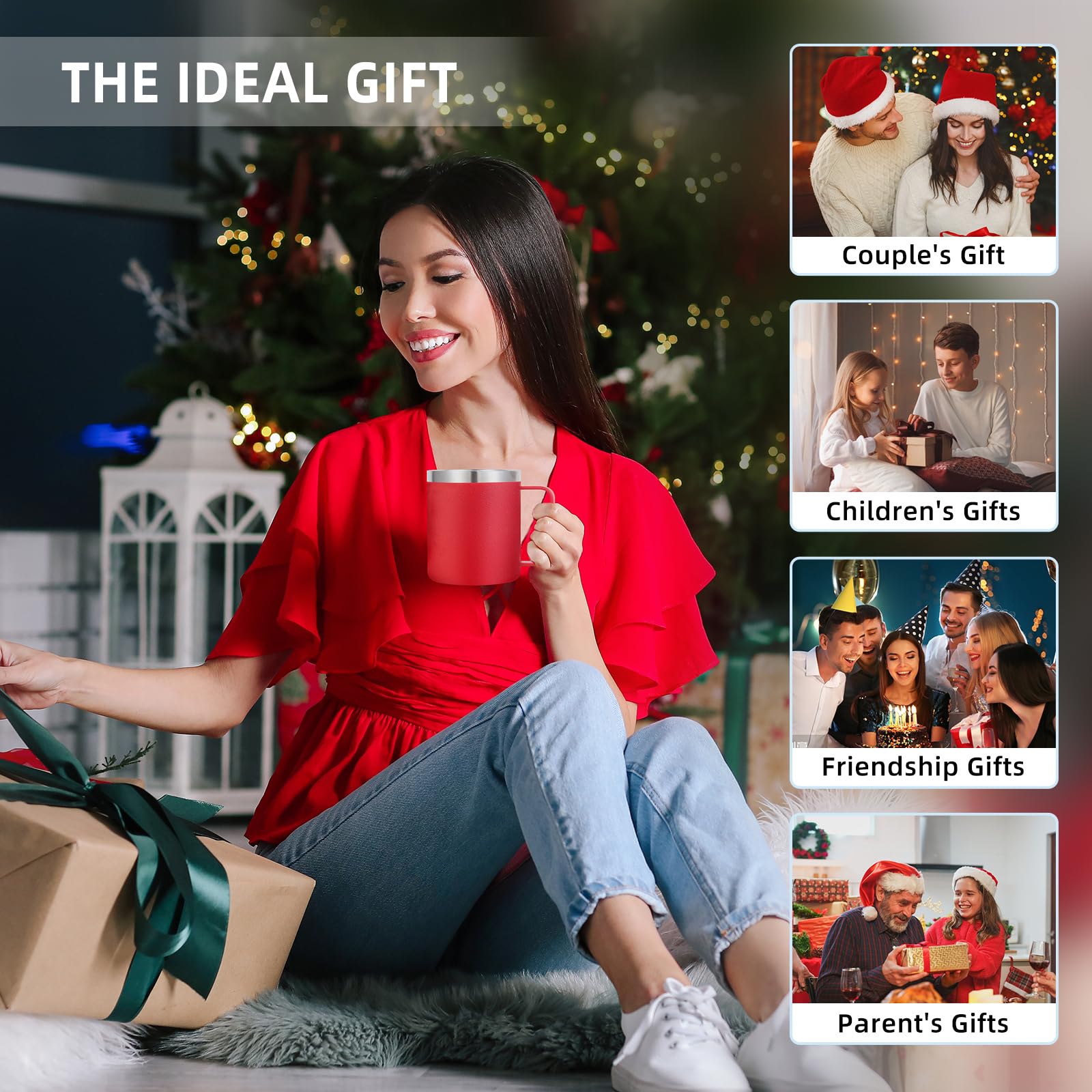 Volhoply taza roja, regalo práctico para amantes de bebidas calientes