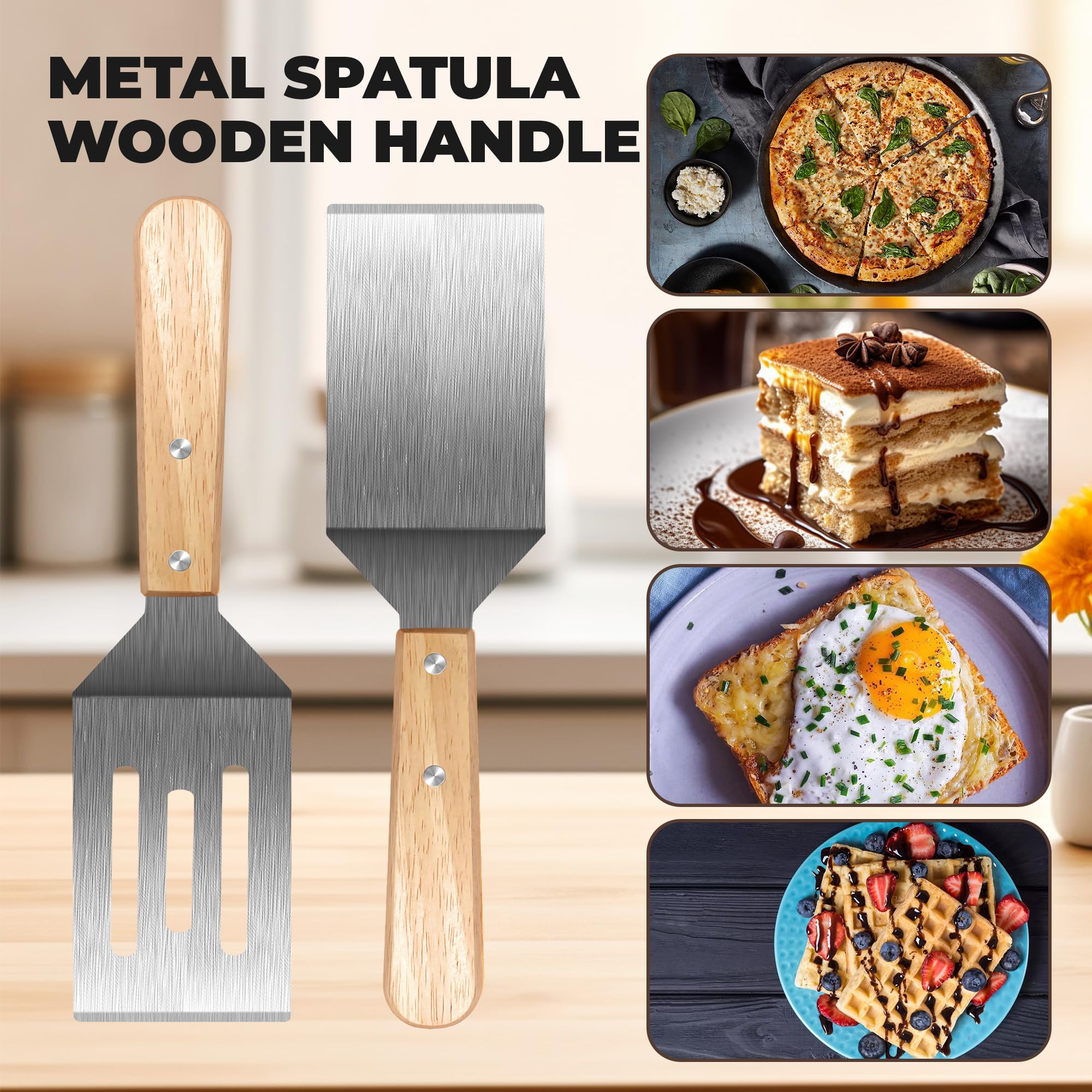 Volikos espátula inox biselada para voltear alimentos con precisión.