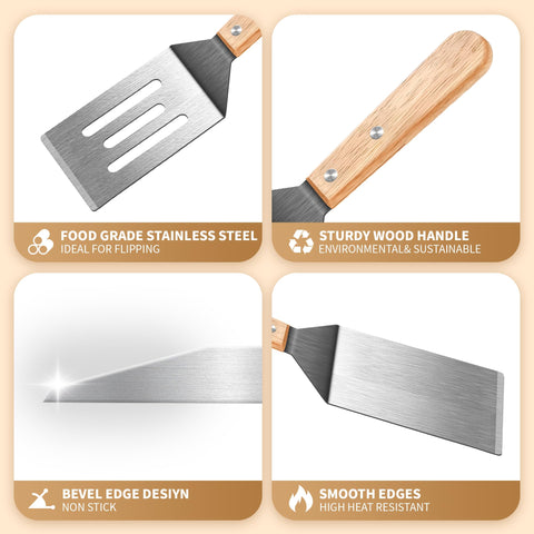 Volikos espátula inox doble piezas sólida para voltear y servir ingredientes.