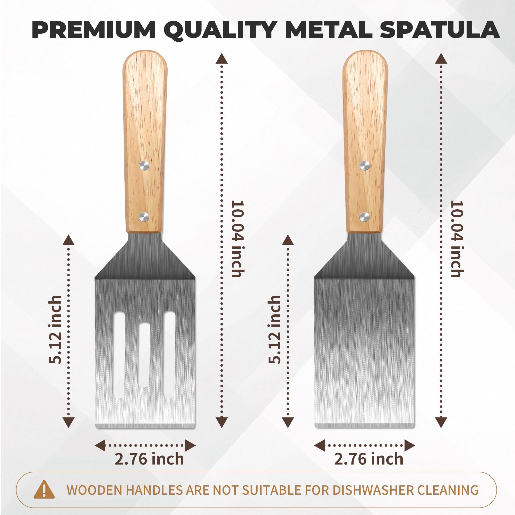 Volikos espátula inox mango de madera ergonómico para mayor agarre.