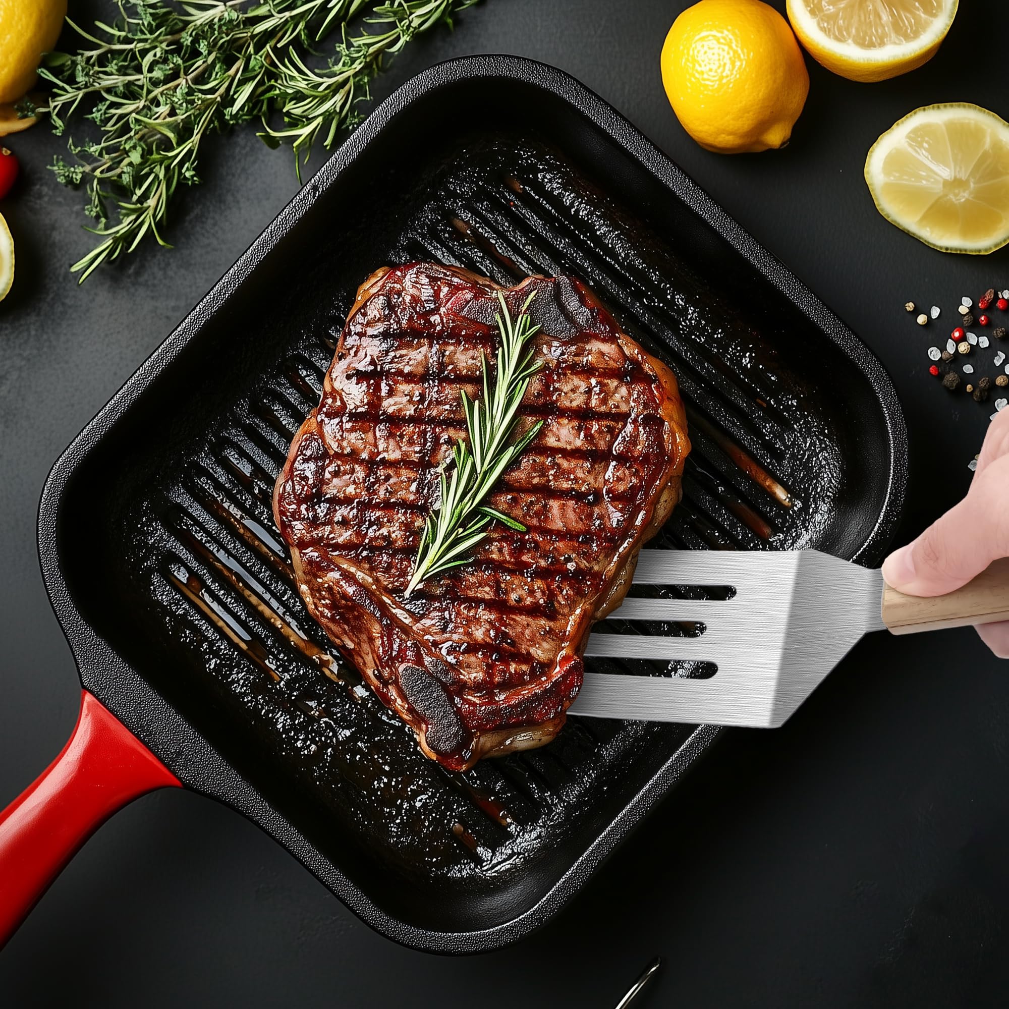 Volikos espátula inox uso diario en la cocina para voltear y servir.