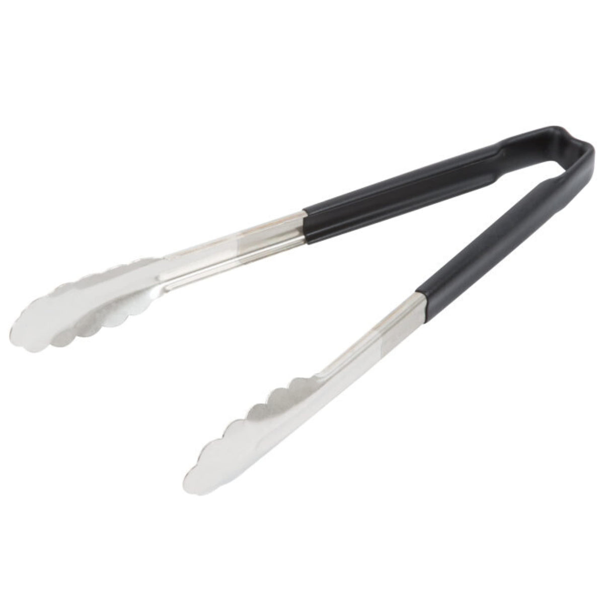 Pinza Vollrath 12 pulgadas, mango negro, agarre cómodo para pasta o ensaladas.