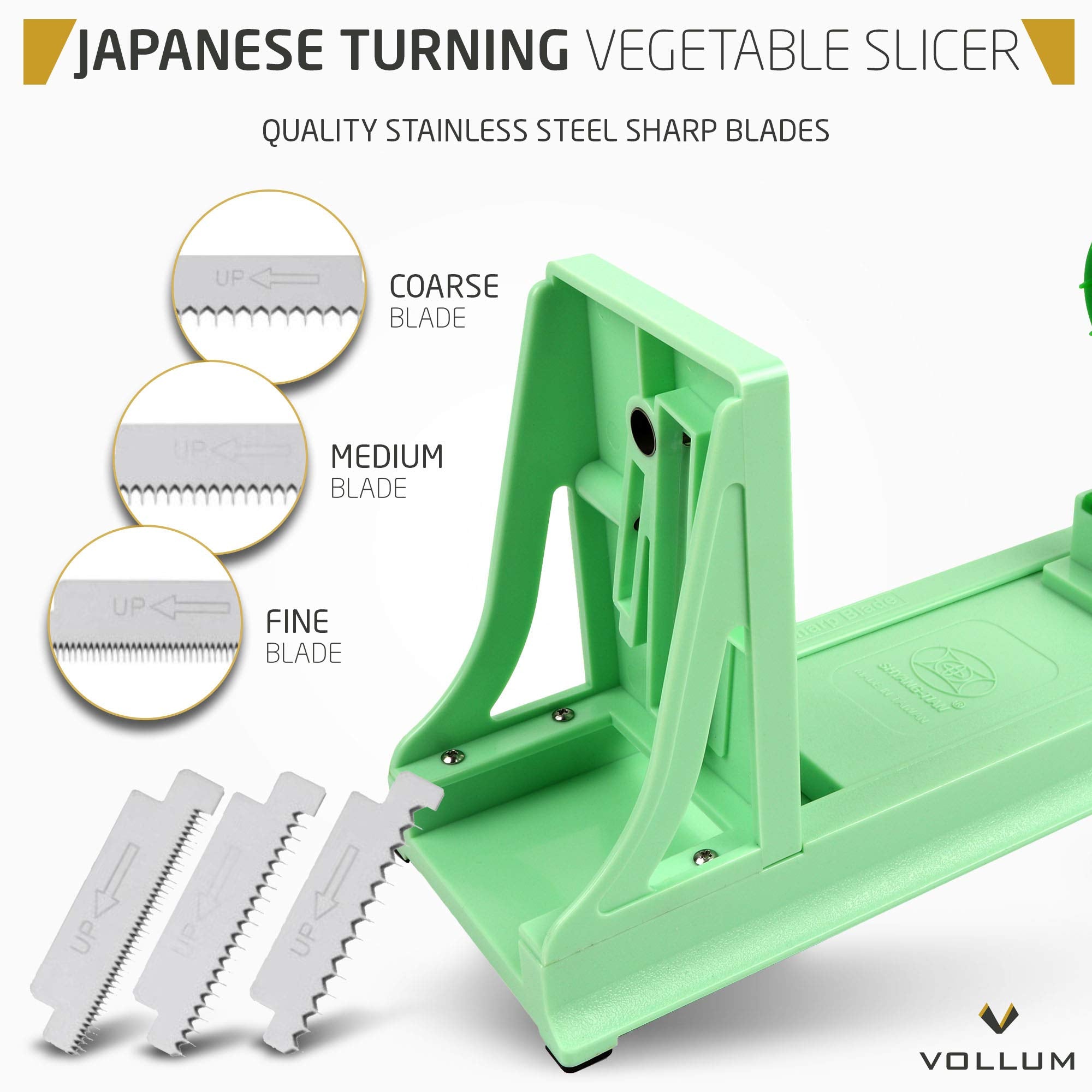 Vollum espiralizador con manija ergonómica para uso estable y cómodo.
