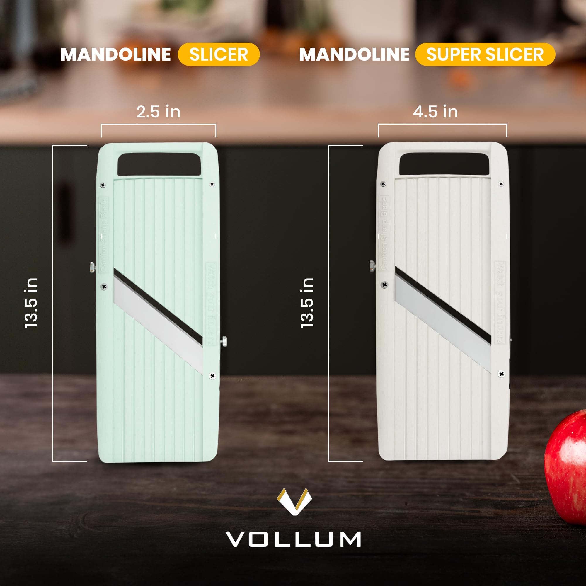 Vollum Narrow Mandoline, versátil para cortar papas, calabacines y más.