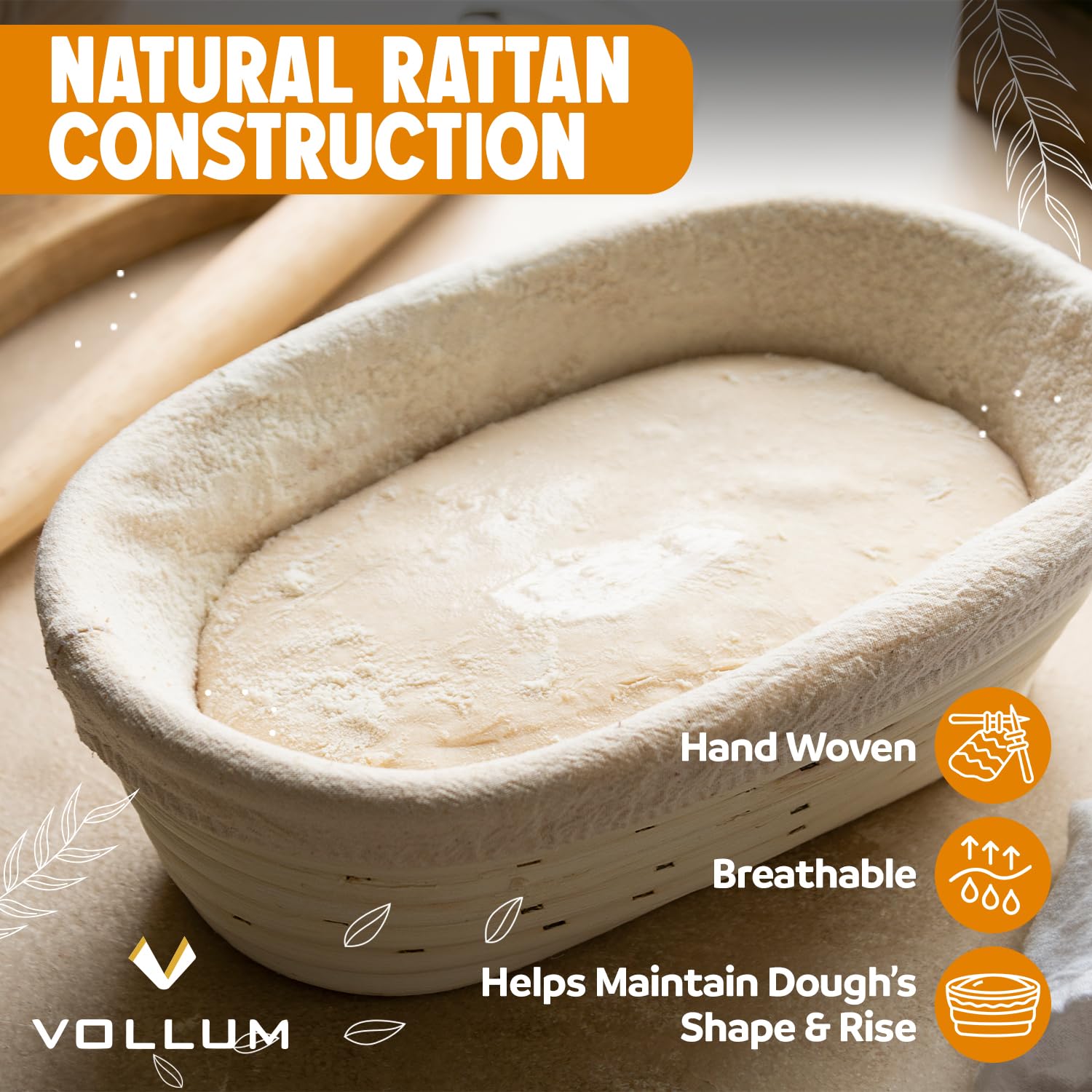 Vollum textura de rattan añade durabilidad y estilo rústico.
