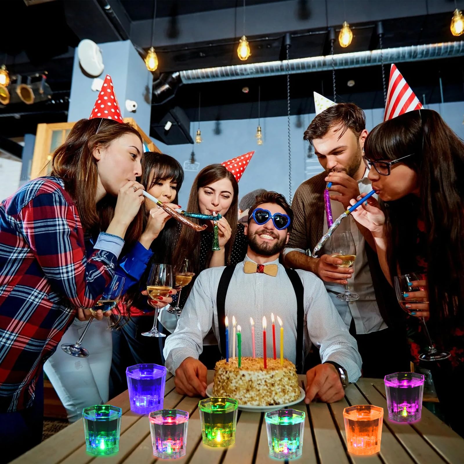 Conjunto de 24 vasos LED Volpeblu para fiestas y entretenimiento