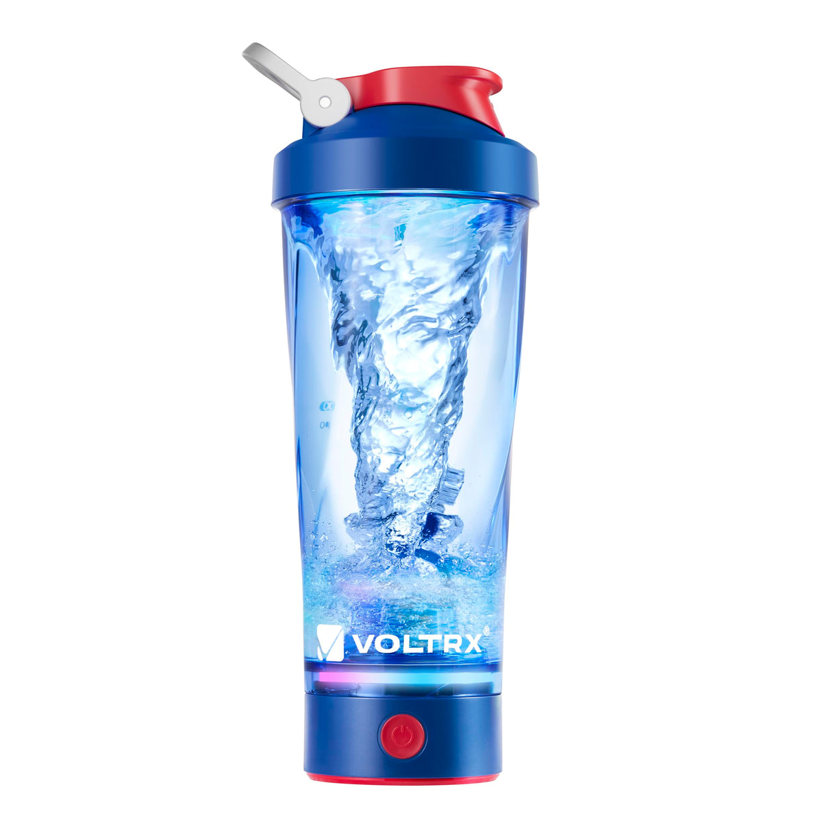 VOLTRX VortexBoost: botella con base iluminada azul para mezclar sin esfuerzo