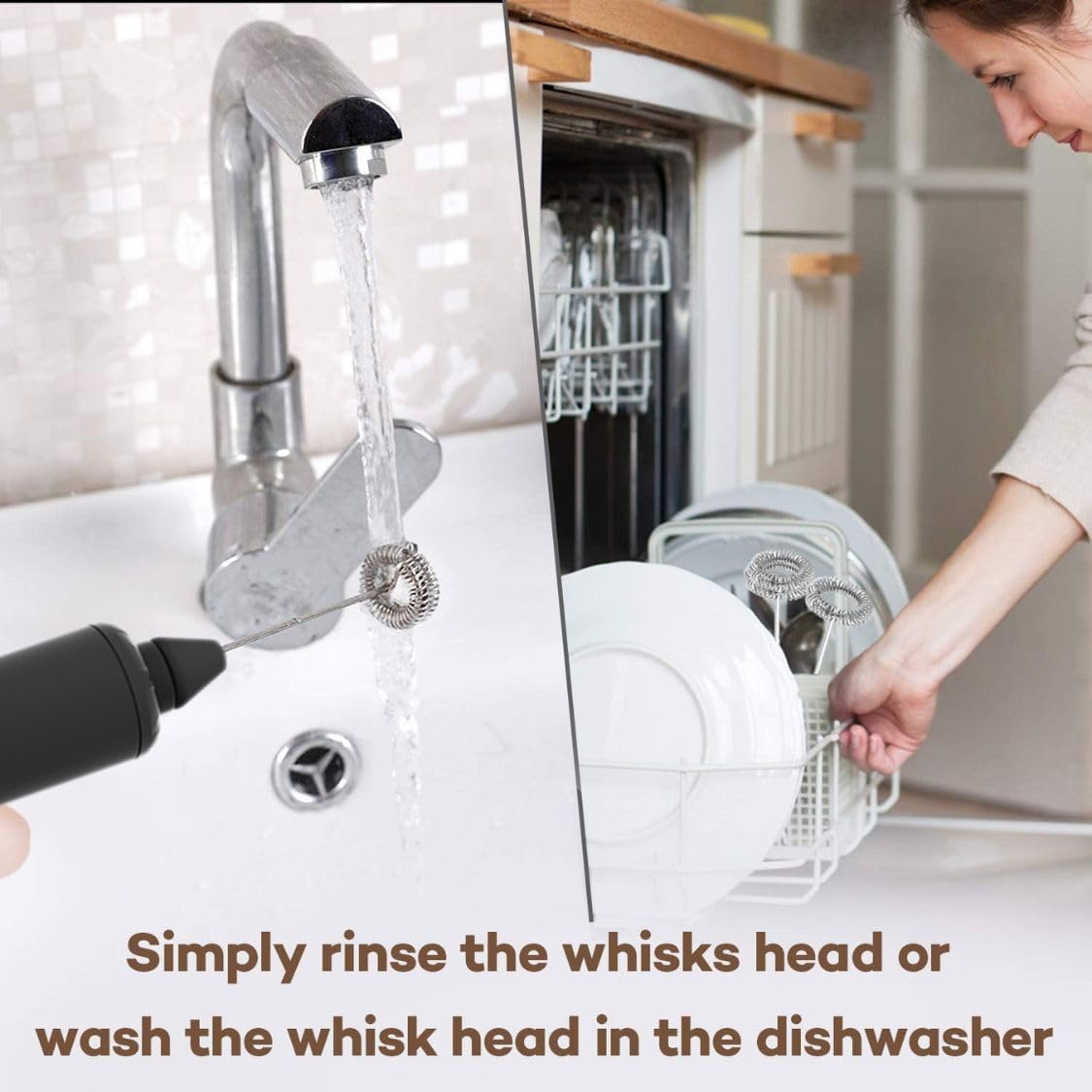 Cabezas desmontables Vomelon fáciles de limpiar bajo agua.